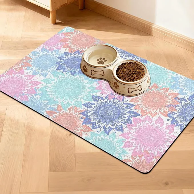 World-Class Pet Feeding Mat for Floors Waterproof Dog Mat for Food and Water Absorbent Minimalist