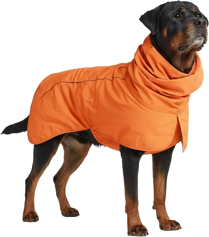 Safe Spark Paws Dog Raincoat Waterproof Windproof Rain Jacket for Small Medium Large Extra Large Dogs Reflective Breathable Full-Body Coverage Dry Suit - Orange - 4XLAbout ThisOverview Modern