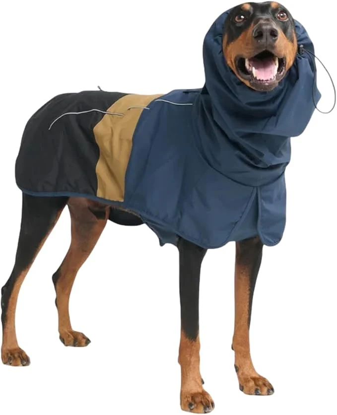 Functional Spark Paws Dog Raincoat Waterproof Windproof Rain Jacket for Small Medium Large Extra Large Dogs Reflective Breathable Full-Body Coverage Dry Suit - Blue Gold Black - 3XLAbout ThisOverview User-Friendly