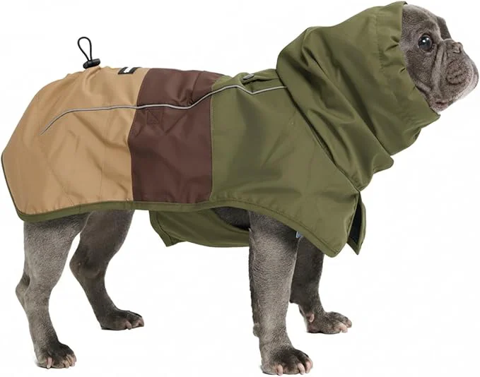 Versatile Spark Paws Dog Raincoat Waterproof Windproof Rain Jacket for Small Medium Large Extra Large Dogs Reflective Breathable Full-Body Coverage Dry Suit - Green Brown Tan LAbout ThisOverview Certified