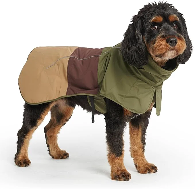 First-Class Spark Paws Dog Raincoat Waterproof Windproof Rain Jacket for Small Medium Large Extra Large Dogs Reflective Breathable Full-Body Coverage Dry Suit - Green Brown Tan 2XLAbout ThisOverview Original