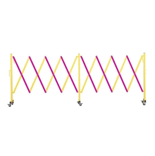 Contemporary Trafford Industrial Expandable Metal Barricade 16 Feet Yellow and Magenta Mobile Safety Barrier Gate Retractable Traffic FenceAbout ThisOverview Pure