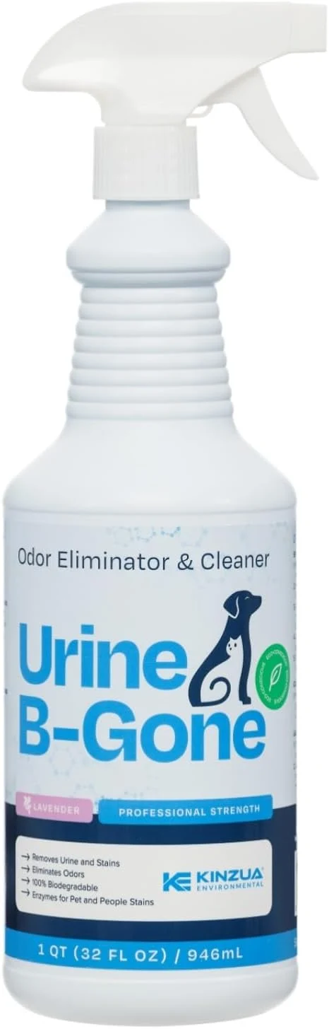 Soft KINZUA ENVIRONMENTAL Urine B-Gone Professional Enzyme Odor Eliminator Pet Stain Remover Human Cat Dog Urine Cleaner Effective on Laundry Carpets More Lavender Scent 32oz Fast