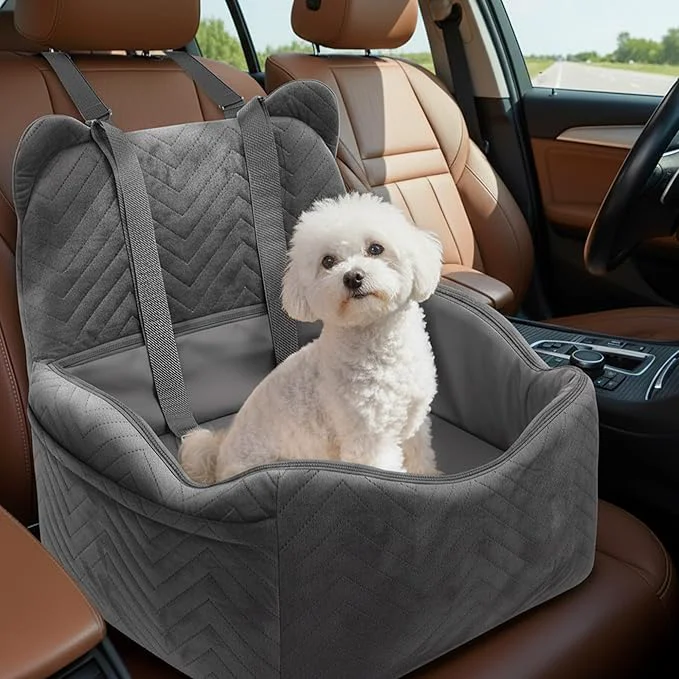 Verified Dog Car Seat for Small Medium Dogs Up to 30 lbs Memory Foam Dog Booster Car Seats with Waterproof PU Cover Pet Seat with Storage Pockets 2 Safety Belt for Travel Grey About ThisOverview Smart