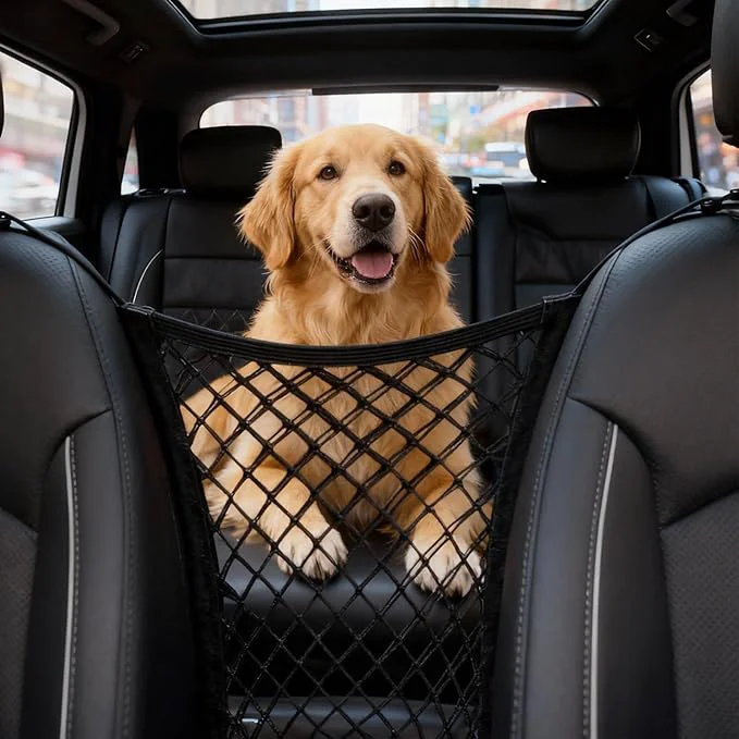 Stylish Dog Car Net Barrier Elastic Divider Seat Back Barrier Dog Net for Car Car Net for Dogs with Hooks Back Seat Barrier Divider for Pet Kids Cars SUV Van TravelingAbout This First-Class