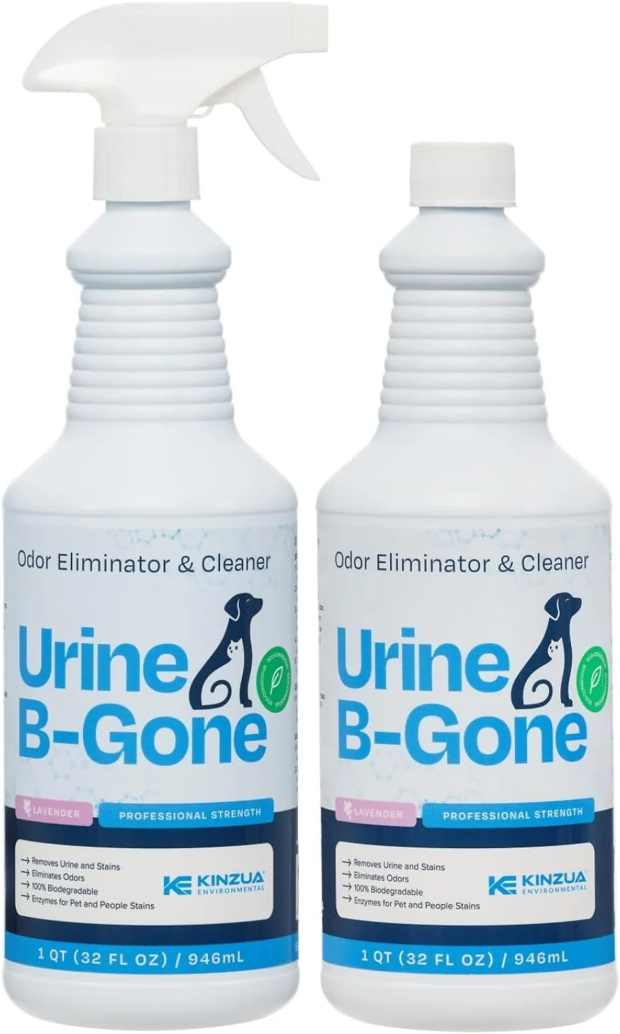 Smart KINZUA ENVIRONMENTAL Urine B-Gone Professional Enzyme Odor Eliminator Pet Stain Remover Human Cat Dog Urine Cleaner Effective on Laundry Carpets More Lavender Scent 32oz Pack of Two Top-Quality