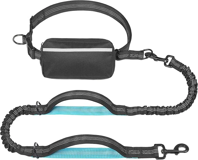 Versatile iYoShop Hands Dog Leash with Zipper Pouch Dual Padded Handles and Durable Bungee for Walking Jogging and Running Your Dog Medium 8-25 lbs Black About ThisOverview Exclusive