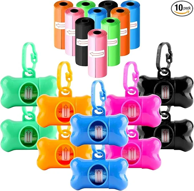 Green 10 Pack Bone Shaped Poop Bag Dispenser Pet Waste Disposal Bag Dispenser Unique