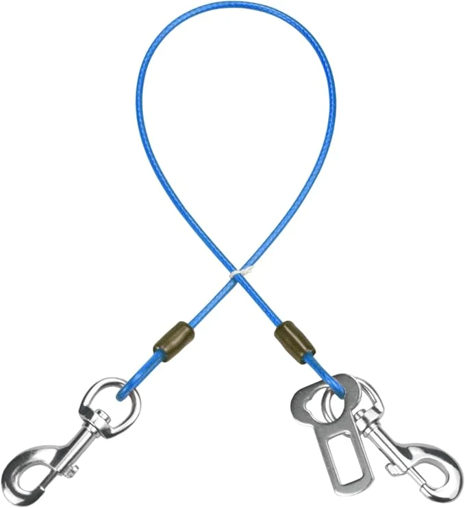 Effective Dog Seat Belt Harness for Car Dog Seatbelt of Coated Wire Leash Safety Restraint No Chew Tether Cable Vehicle Double Clips Latch Blue 32 inch 80 CM About ThisOverview Original