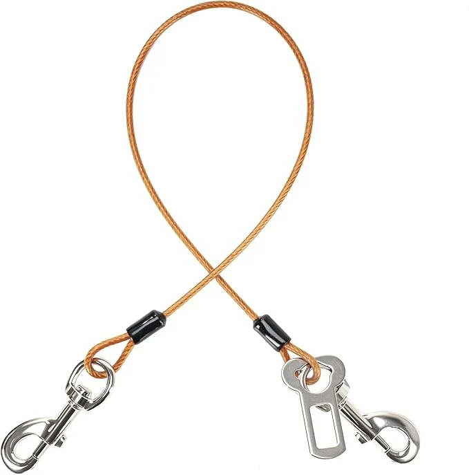 Consistent Dog Seat Belt Harness for Car Dog Seatbelt of Coated Wire Leash Safety Restraint No Chew Tether Cable Vehicle Dogs Accessories Double Clips Latch Orange 16 inch 40 CM About ThisOverview World-Class