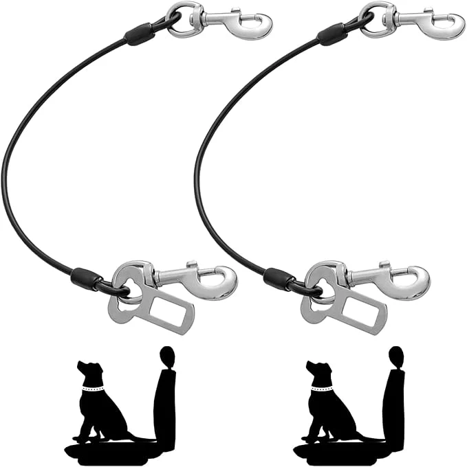 Clean Dog Seat Belt Harness for Car 2pcs Dog Seatbelt of Coated Wire Leash Safety Restraint No Chew Tether Cable Vehicle Dogs Accessories Double Clips Latch 2 Pack Black 32 inch 80 CM About ThisOverview Practical