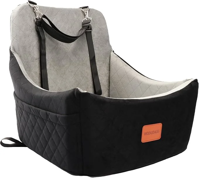 Stylish Dog Car Seat for Medium Sized Dog Pet Travel Car Bed with Seat Belt Channle Fully Detachable and Washable Car Dog Seat with Adjustable Straps 3 Straps Easy to Install Black Grey About ThisOverview Minimalist