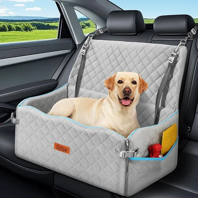 Certified Large Dog Car Seat Dogs Car Bed for Large Dogs Under 60 lbs or 2 Small Breeds Comfortable Dog Booster Carseat with Memory Foam Thick Cushion Detachable Washable Pet Bed for Backseat GreyAbout ThisOverview Dependable