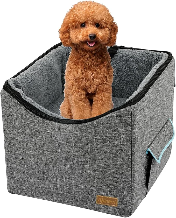 Contemporary Dog Car Seat for Small Medium Large Dog Soft Comfortable Large Capacity Pet Booster Car Seat with Clip-On Safety Leash Medium Grey About ThisOverview Organic