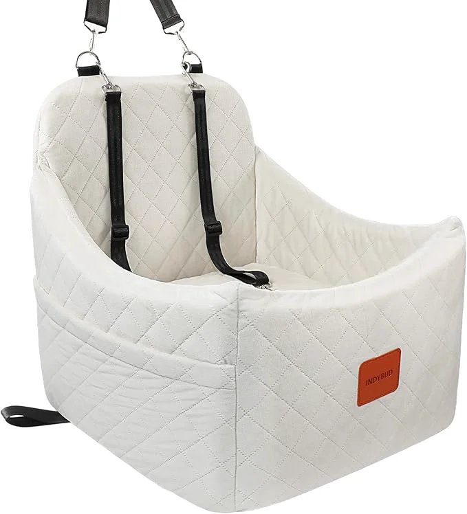 Stylish Dog Car Seat for Dogs up to 35lbs Small Medium Dog Booster Seat with Adjustable Straps and Anti Slip Bottom Fully Detachable Washable Pet Car Seat with 2 Storage Pockets Beige Medium About ThisOverview Expertly Made