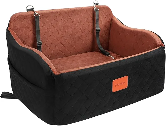 Superior Dog Car Seat for Medium Large Dogs Memory Foam Pet Booster Seat for Under 55 lbs or 2 Small Dogs Detachable Dog Car Bed for Backseat with 2 Safety Leashes and Pockets Black Brown Large About ThisOverview Trendy