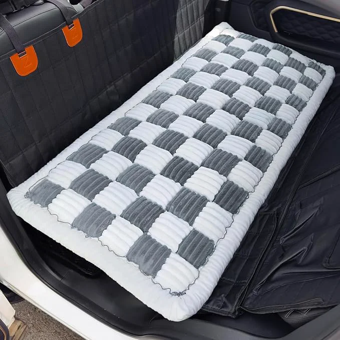 Advanced Dog Car Seat Cover for Back Seat Plaid Backseat Pet Bed Mat Non-Slip Travel Dog Bed for Backseat Extenders 24.8 x 54 Grey and WhiteAbout ThisOverview Practical