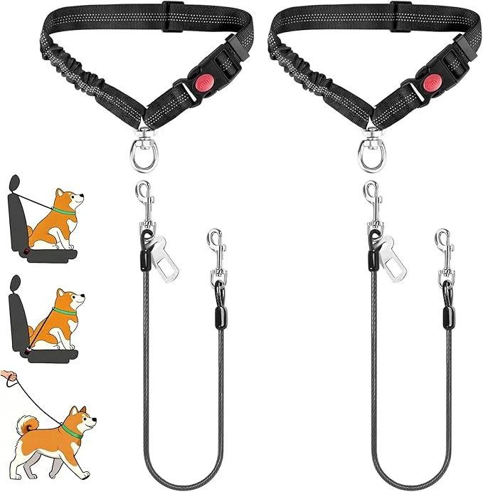 Healthy Idepet Dog Seat Belt for Car 2 Pcs Stainless Steel Chew Proof Dog Seatbelt 3 in 1 Harness for Safety Heavy Duty Pet Seat Belt for Medium Large Dogs Black Black About ThisOverview Premium Material
