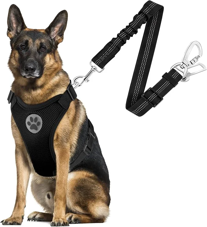Outstanding SlowTon Dog Seat Belt Harness for Car Dog Car Harness Adjustable Mesh Breathable Dog Seatbelt Safety Tether with Elastic Bungee for Small Medium Large Pets Black Double Clip L About ThisOverview Smart