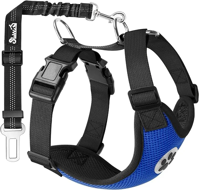 Superior SlowTon Dog Seat Belt Harness for Car Dog Car Harness Adjustable Mesh Breathable Dog Seatbelt Safety Tether with Elastic Bungee for Small Medium Large Pets Blue Single Clip XS About ThisOverview Elegant