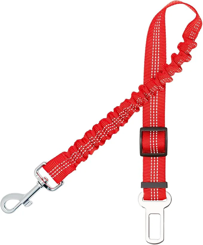 Artisan Dog Seat Belt for Car - Adjustable Dog Car Safety Harness Elastic Cushioning Seatbelt Leash Reinforced Metal Buckle Anti-Tangle Design for Small and Medium Pets Red About ThisOverview Consistent
