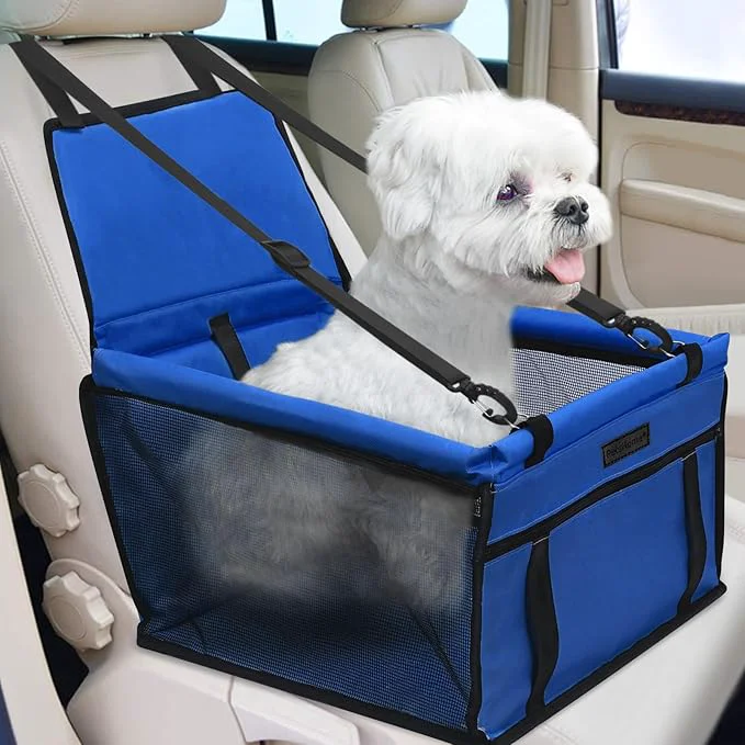 Durable PetsHome Dog Car Seat Foldable Dog Car Booster Seat Waterproof Breathable Oxford Travel Bag for Small to Medium Dogs Puppies and Pets-Pure BlueAbout ThisOverview Premium Material