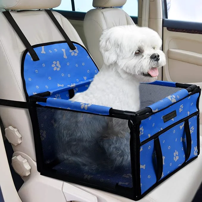 Solid PetsHome Dog Car Seat Foldable Dog Car Booster Seat Waterproof Breathable Oxford Travel Bag for Small to Medium Dogs Puppies and Pets-Pattern Blue-UpgradeAbout ThisOverview Superior