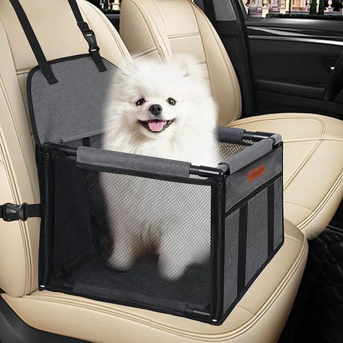 Trendy SWIHELP Dog Car Seat Puppy Portable Pet Booster Car Seat with Clip-On Safety Leash and Stable Fram Anti-Collapse for Small PetsAbout ThisOverview Relaxed