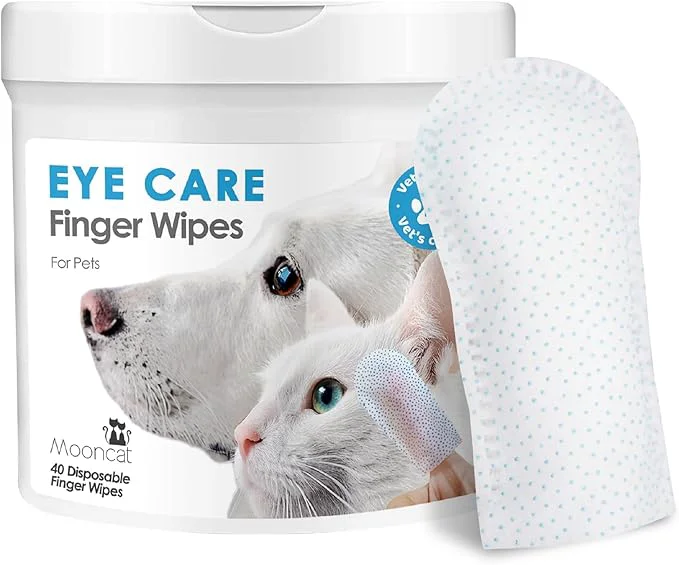 Casual Mooncat Pet Eye Wipes for Dogs Cats - Gentle Finger Cot Design for Easy Cleaning Tear Stains Goop Cleaning - 40countsAbout This Genuine