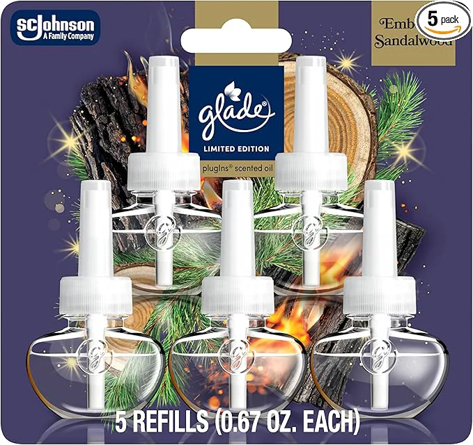 Carefully Designed Glade PlugIns Refills Air Freshener Embers Sandalwood Scented and Essential Oils for Home and Bathroom 0.67 Fl Oz 5 CountAbout ThisOverview High-End