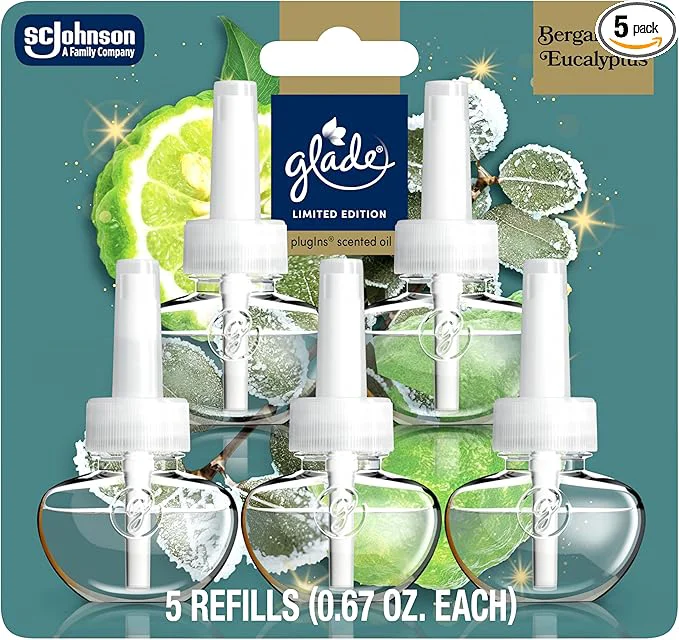 Contemporary Glade PlugIns Refills Air Freshener Bergamot Eucalyptus Scented and Essential Oils for Home and Bathroom 0.67 Fl Oz 5 CountAbout ThisOverview Proven