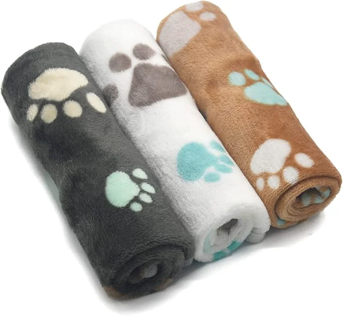 Superior 1 Pack 3 Puppy Blankets Super Soft Warm Sleep Mat Cute PAW Print Blanket Fleece Pet Blanket Flannel Throw Dog Blankets for Small Dogs Puppy Cats Gray White Brown-Large 40 x30 About ThisOverview Quality