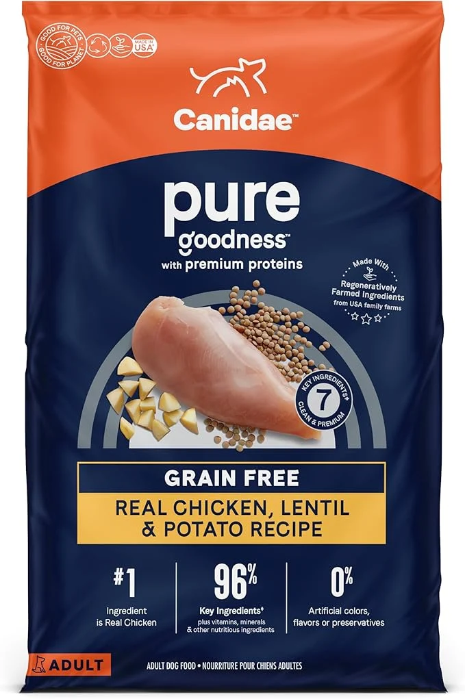 First-Class Canidae Pure Limited Ingredient Premium Adult Dry Dog Food Chicken Lentil Potato Recipe 4 lbs Grain About This Eco-Friendly