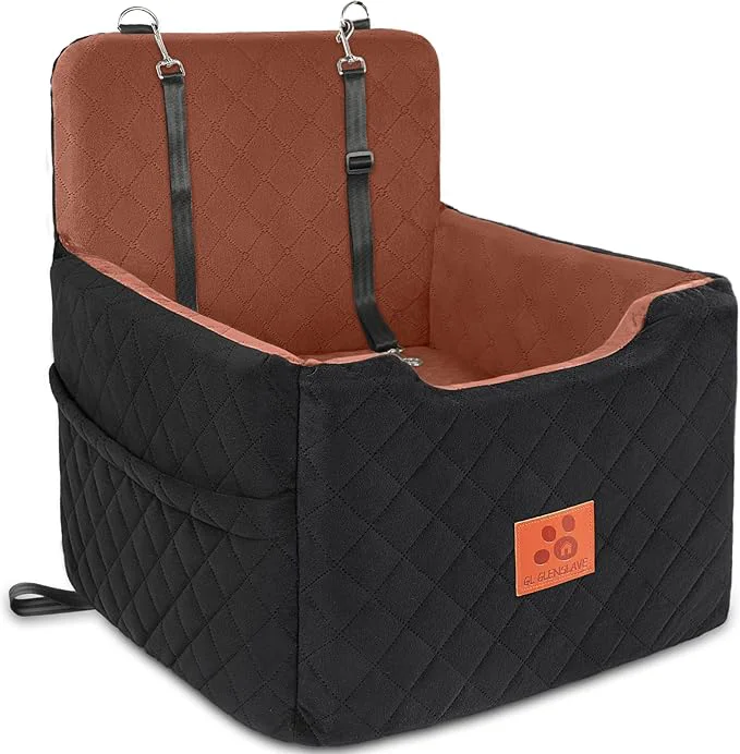 Classic Dog Car Seat for Small Medium Dogs Under 35lbs Memory Foam Dog Booster Seats Detachable and Washable Traval Pet Car Seat Dogs Bed with 2 Safety Belts Balck Brown About ThisOverview Elite
