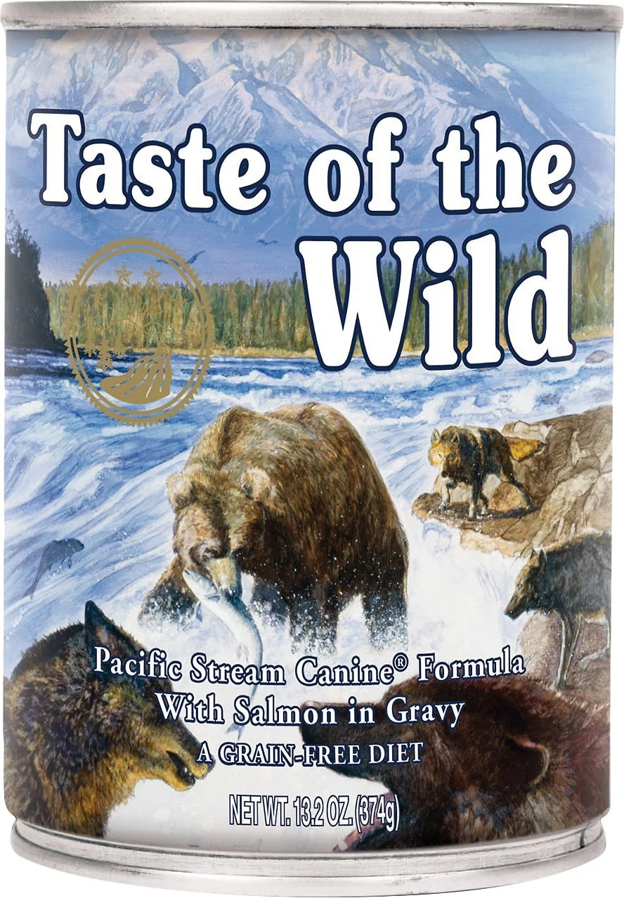 High-Performance Taste of the Wild Pacific Stream Salmon in Gravy Wet Dog Food Cans - 12 Pack 13.2 oz Just Jak's Pet Market Specialty