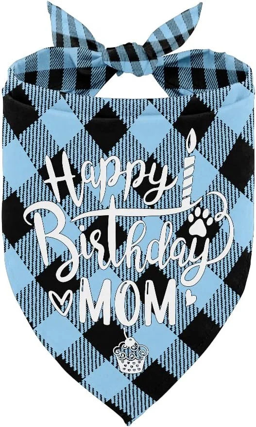 Advanced Dog Bandana Happy Birthday Mom Dog Bandana Dogs Scarf Classical Plaid Printing Refined