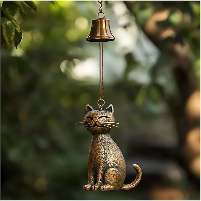 Functional Cat Wind Chime 2025 New Unique Cat Garden Decor Outdoor Cat Statue Themed Gifts Certified