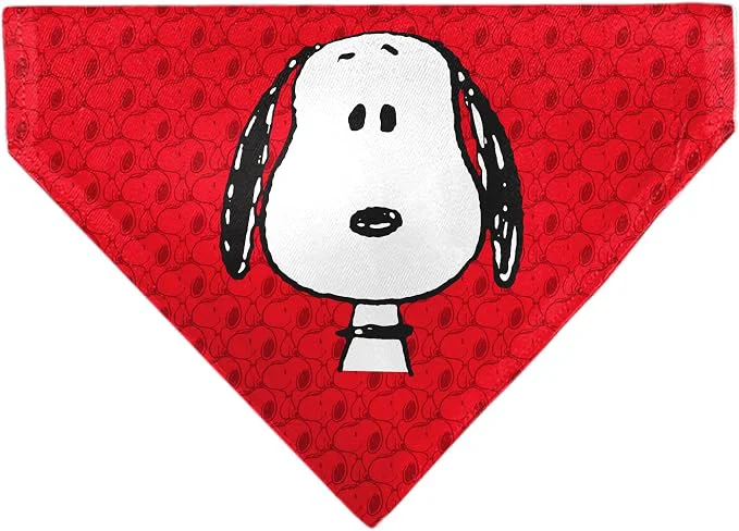 Consistent Peanuts Pet Bandana Peanuts Snoopy Face and Profile Pose Reds Slip On Collar Specialty