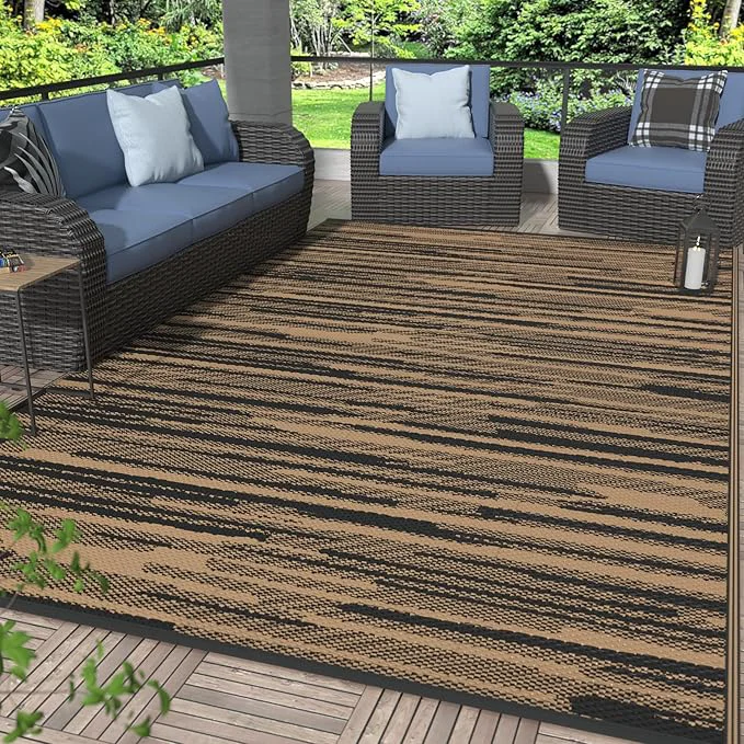Sophisticated GENIMO Outdoor Rug for Patio Reversible Plastic Straw Rugs for RV Relaxed