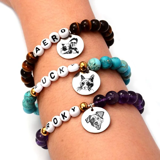 Innovative Custom Pet Portrait Bracelet Dog Cat Loss Memorial Keepsake Gift Photo Engraved Optimized