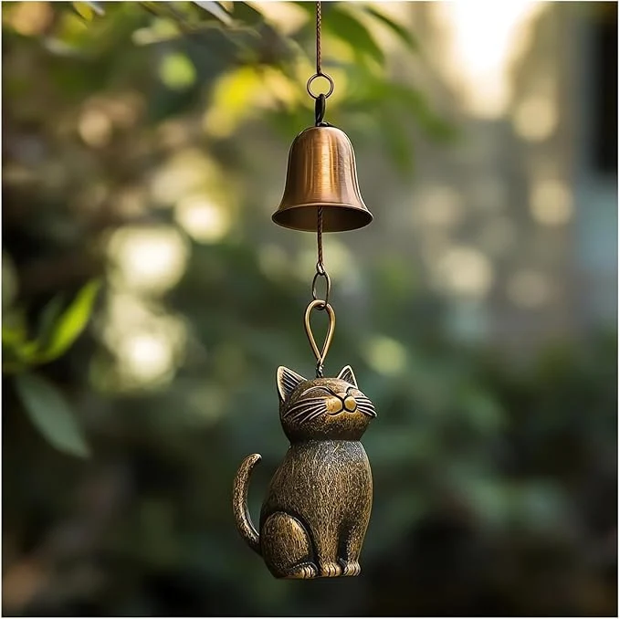 Luxury Cat Wind Chime 2025 New Unique Cat Garden Decor Outdoor Cat Statue Themed Gifts Safe