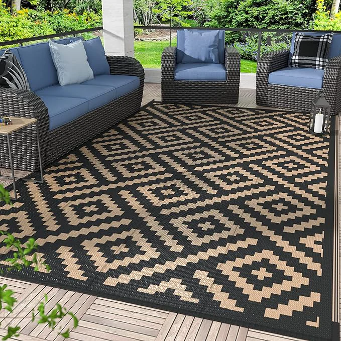 Casual GENIMO Outdoor Rugs 8x10 Waterproof Reversible Mats Area Plastic Straw Rug Lightweight