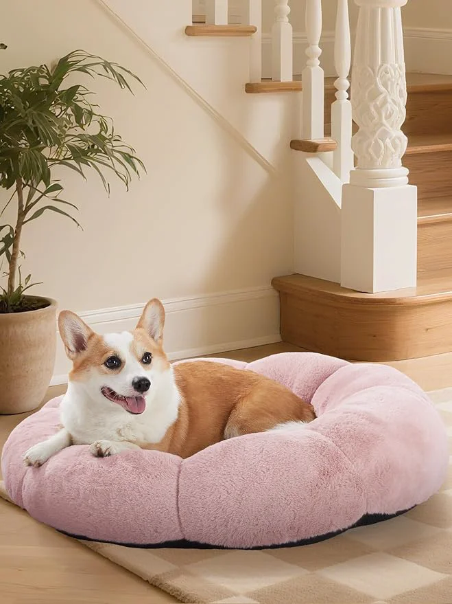 Versatile OhGeni 31 inches Calming Donut Orthopedic Dog Cat Bed Healthy
