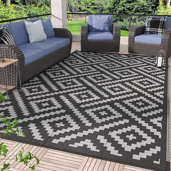 Durable GENIMO Outdoor Rug 4x6 Waterproof Reversible Mats Outdoor Area Rug Plastic Organic