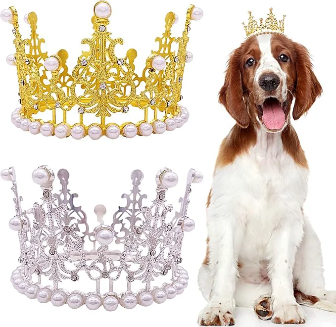 Official PET SHOW 2pcs Large Dog Crown Headband Sheep Big Pet Hat Advanced