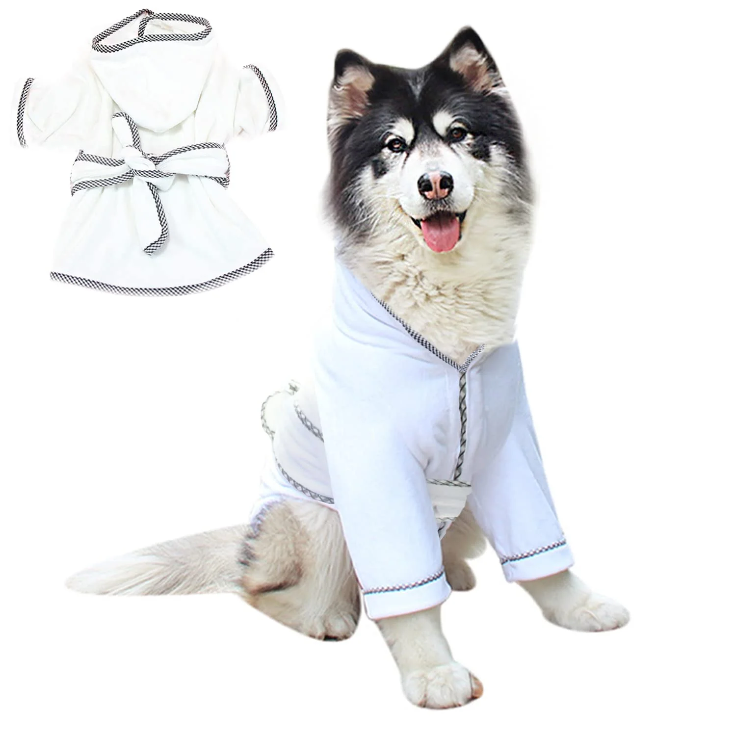 Superior HDKUW Dog Bathrobe – Microfiber Quick-Dry Hooded Towel White 2XL Sustainable