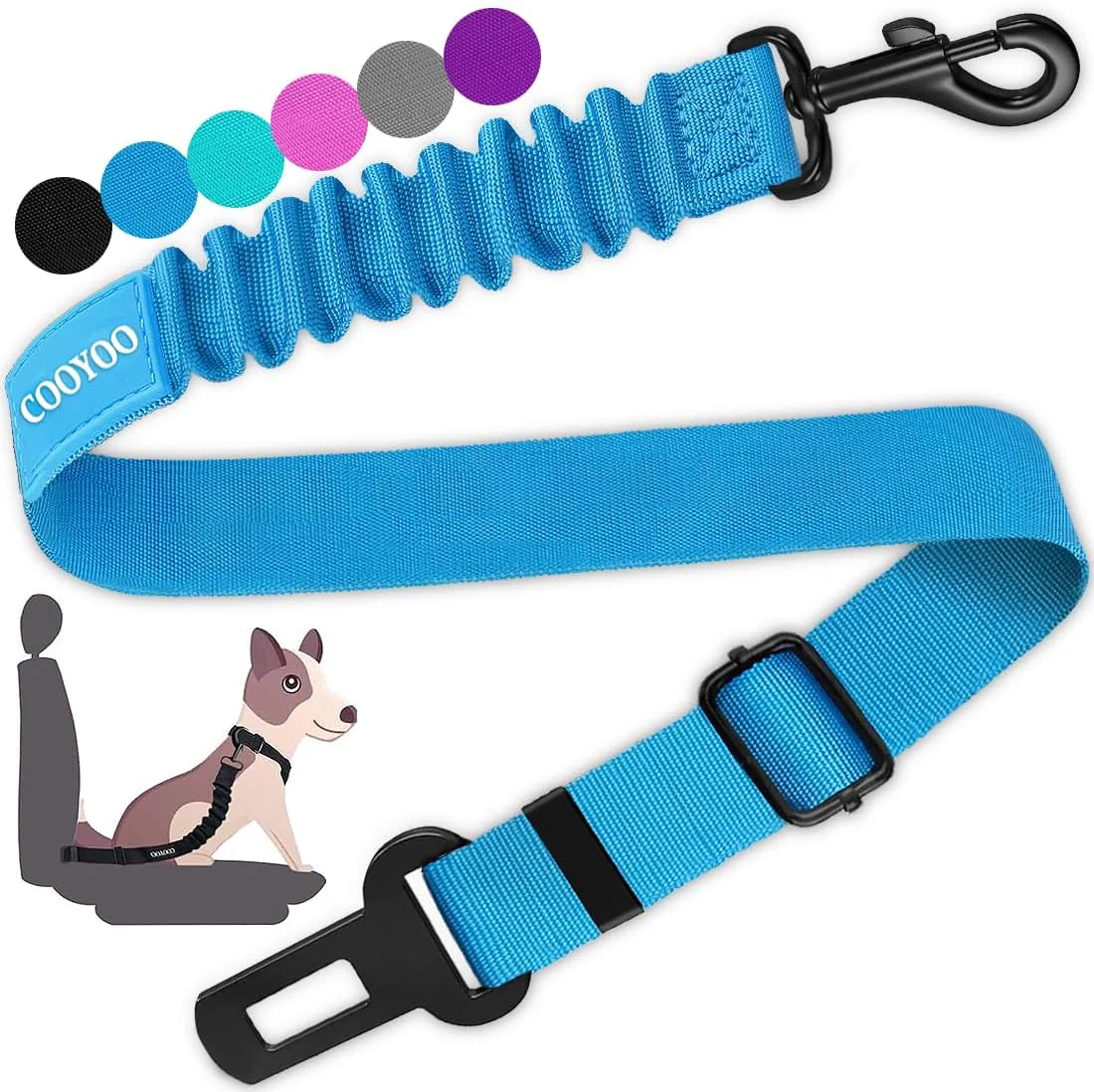 Durable COOYOO Dog Seat Belt Durability Retractable Dog Car Harness Adjustable Dog Seat Belt for Vehicle Nylon Pet Safety Seat Belts Heavy Duty Elastic Pure