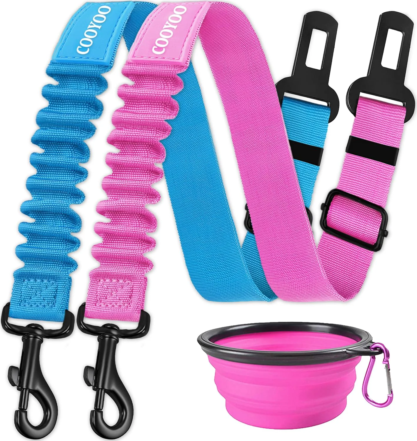 Certified COOYOO Dog Seat Belt 3 Piece Set Retractable Dog Car Harness Adjustable Seat Belt for Vehicle Nylon Pet Safety Seat Belts Heavy Duty Elastic Trusted