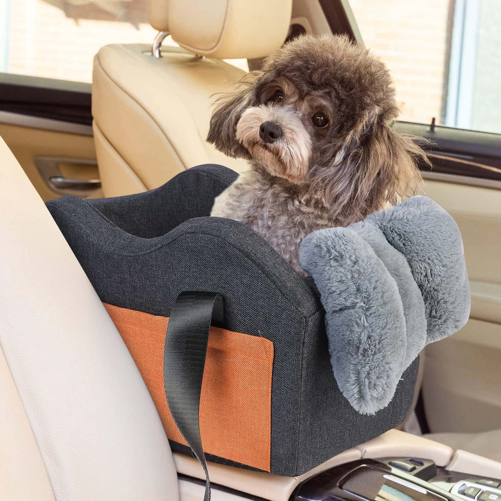 Versatile Matsofamic Dog Car Seat for Small Dogs Center Console Booster Seat Dark Gray Practical