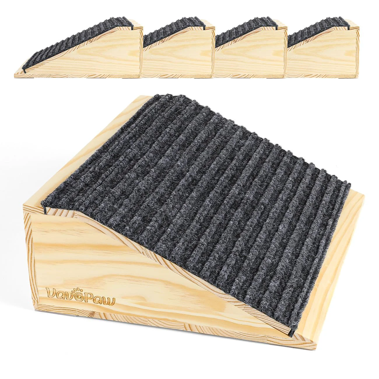 Effective VavoPaw Dog Ramp for Stairs - Non-Slip Wooden Pet Steps 4 Pack Sustainable